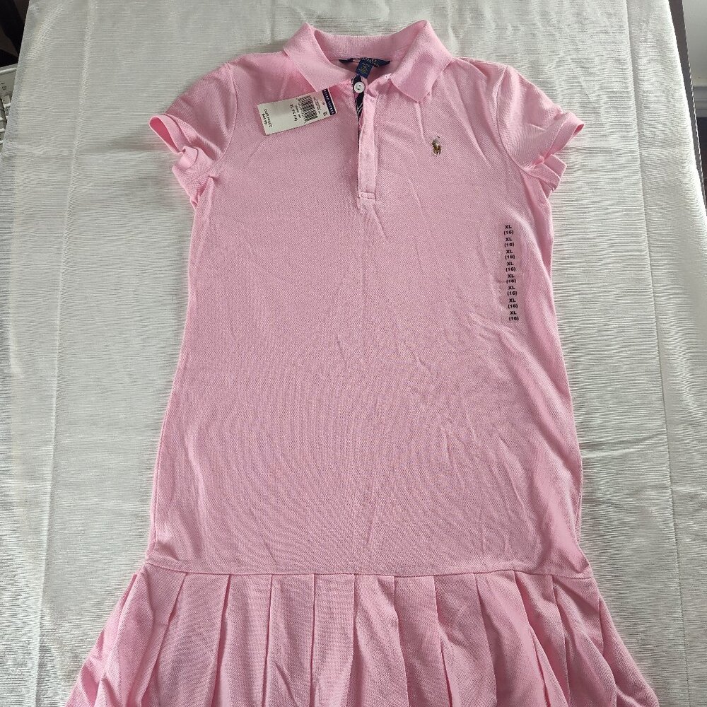 Polo Ralph Lauren Girls Pink Tennis Dress 100% Cotton Size XL (16)